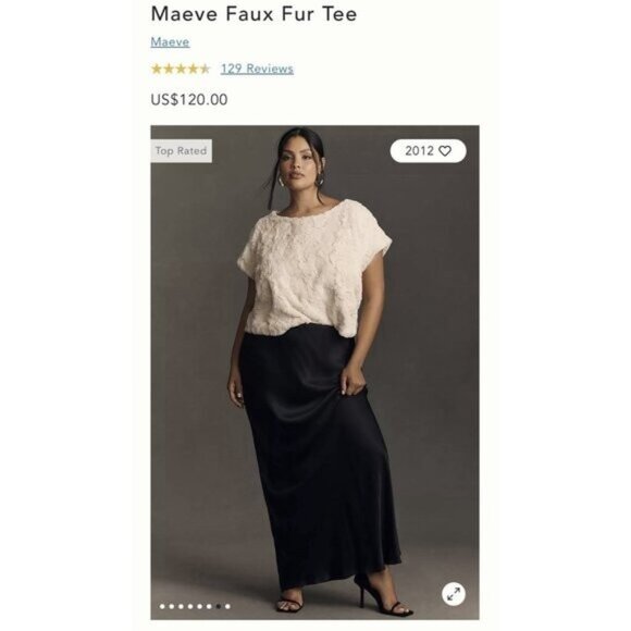 NWT Size L- Anthropologie Maeve faux-fur tee in Chocolate (NWT US$ 120) - Picture 9 of 16